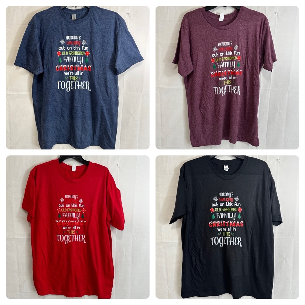 Rustic United Unisex Christmas Holiday Family Matching Short Sleeve T-Shirts